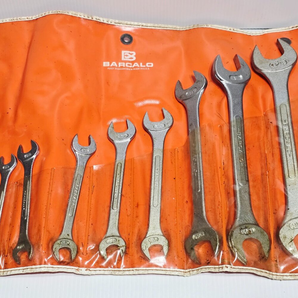 10 Pcs - Vintage Barcalo Buffalo Open End Wrenches Set, sizes 1/4" - 1-1/8"